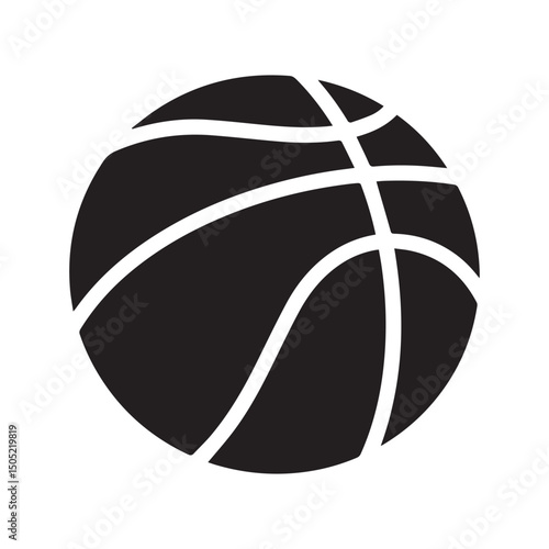 Basketball cartoon style vector illustration Silhouette White background.
