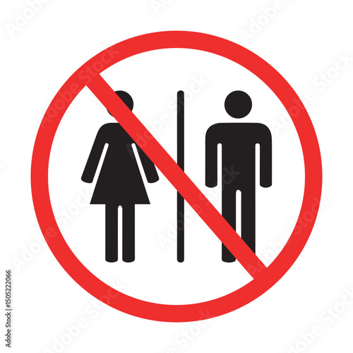 no restroom access sign with crossed out male and female symbols in red circle
