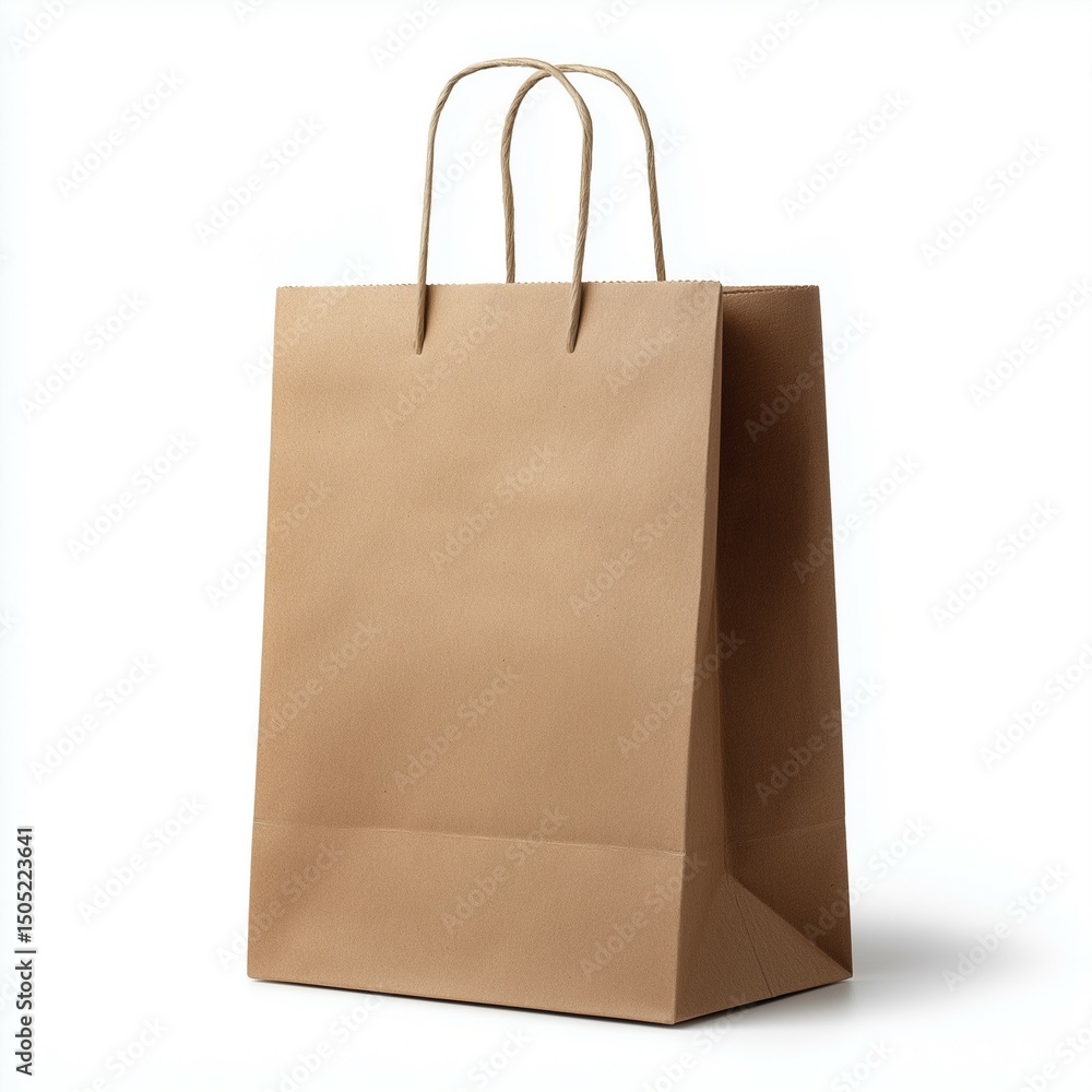 Paper shopping bag with handles on white background Paper shopping bag with handles on white background