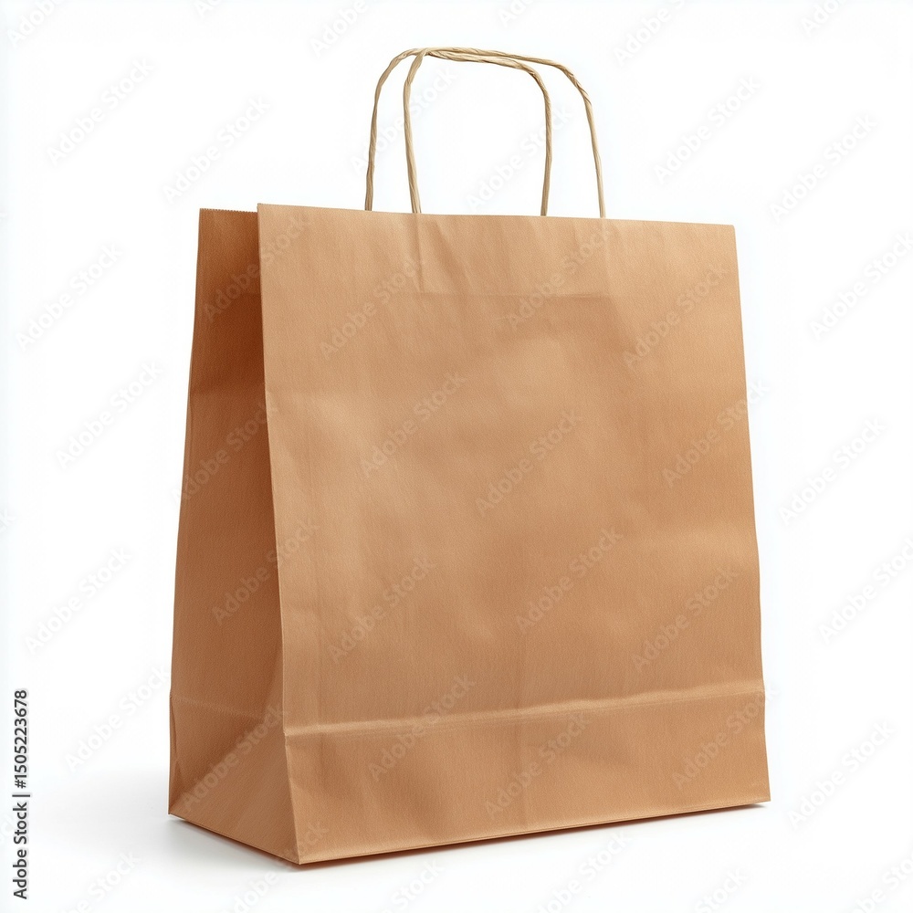 Paper shopping bag with handles on white background Paper shopping bag with handles on white background