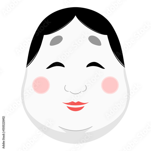 おかめのお面のイラスト カラー