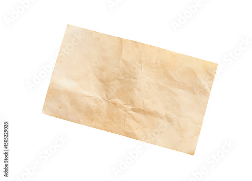 Old paper sheet background. Grunge vintage paper texture isolated on white background with clipping path. Close up image.