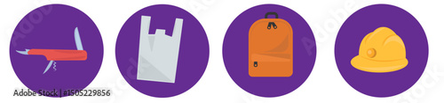 Emergency Kit Vector Set  Earthquake Preparedness Items amd Survival Essentials