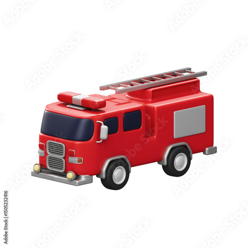 red fire truck 3d illustration