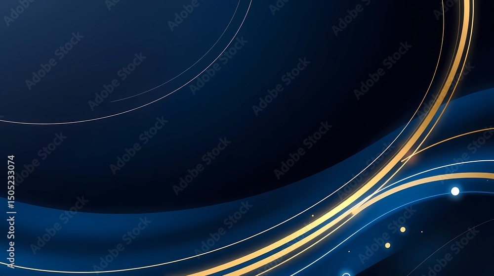 Background dark blue background with blue gradation, curved gold lines Background dark blue background with blue gradation, curved gold lines