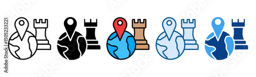 Positioning Strategy Icon Set Multiple Style Collection