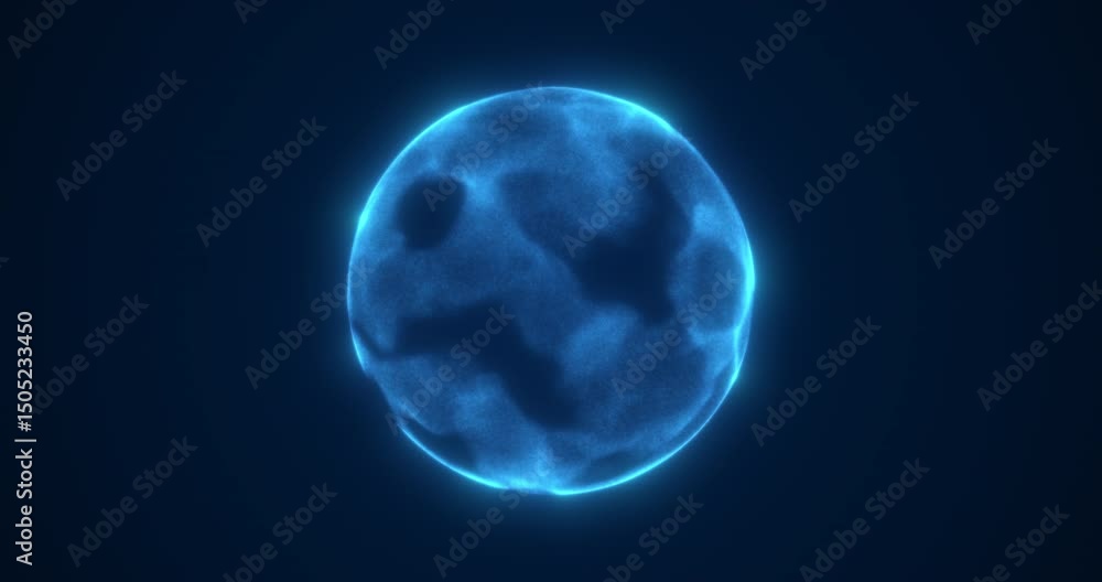 A shimmering magic ball shrouded in neon light. A blue star with a bubbling surface. Abstract looped seamless animation. A shimmering magic ball shrouded in neon light. A blue star with a bubbling surface. Abstract looped seamless animation.