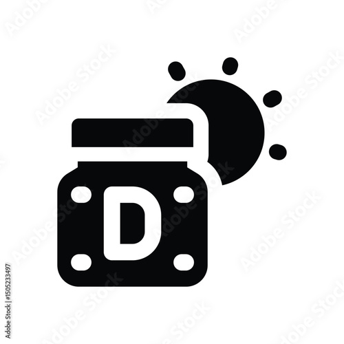 vitamin d glyph icon. Strong and solid vector icon for websites, mobile interfaces, presentations, and visual branding. High quality and easy to edit.