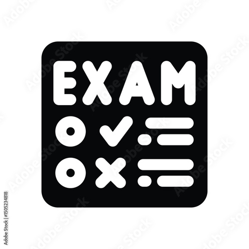 exam glyph icon. Strong and solid vector icon for websites, mobile interfaces, presentations, and visual branding. High quality and easy to edit.