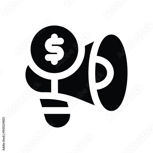 sponsorship glyph icon. Strong and solid vector icon for websites, mobile interfaces, presentations, and visual branding. High quality and easy to edit.