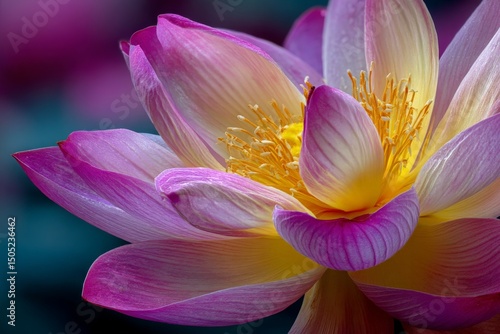 Beautiful lotus flower in vibrant colors blooming in a serene natural setting during daylight hours