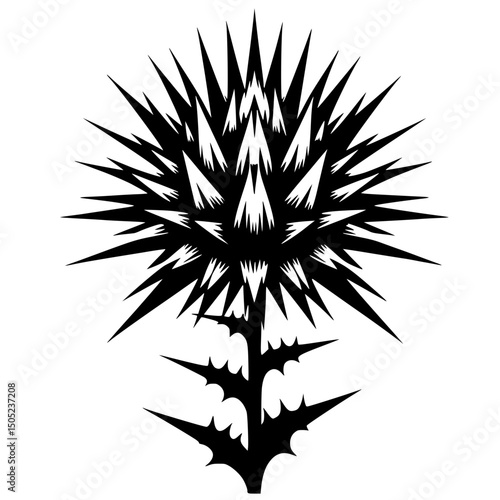 Silhouette of a thorny flower