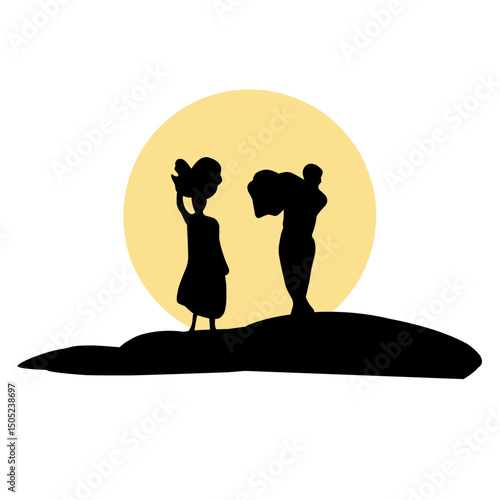 Silhouette Vector Two Hiker