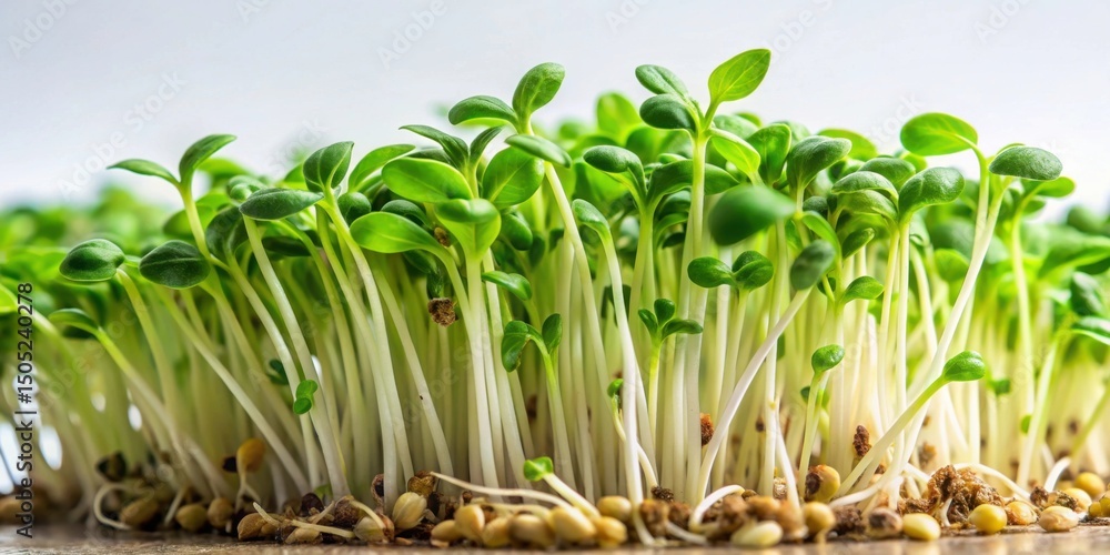Fototapeta premium Close-up of soybean sprout , vegetable, microgreens, vegetable, microgreens