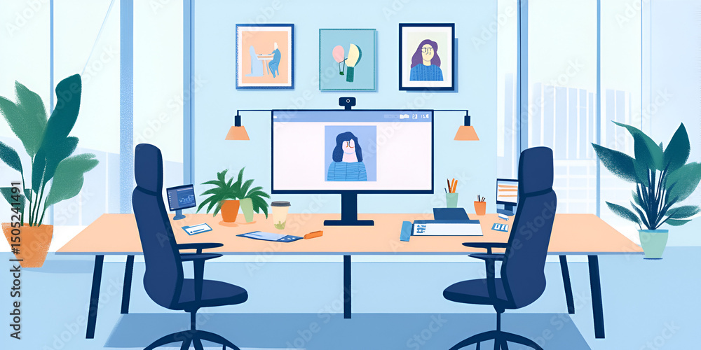 Video Conference Setup in a Modern Workspace Video Conference Setup in a Modern Workspace
