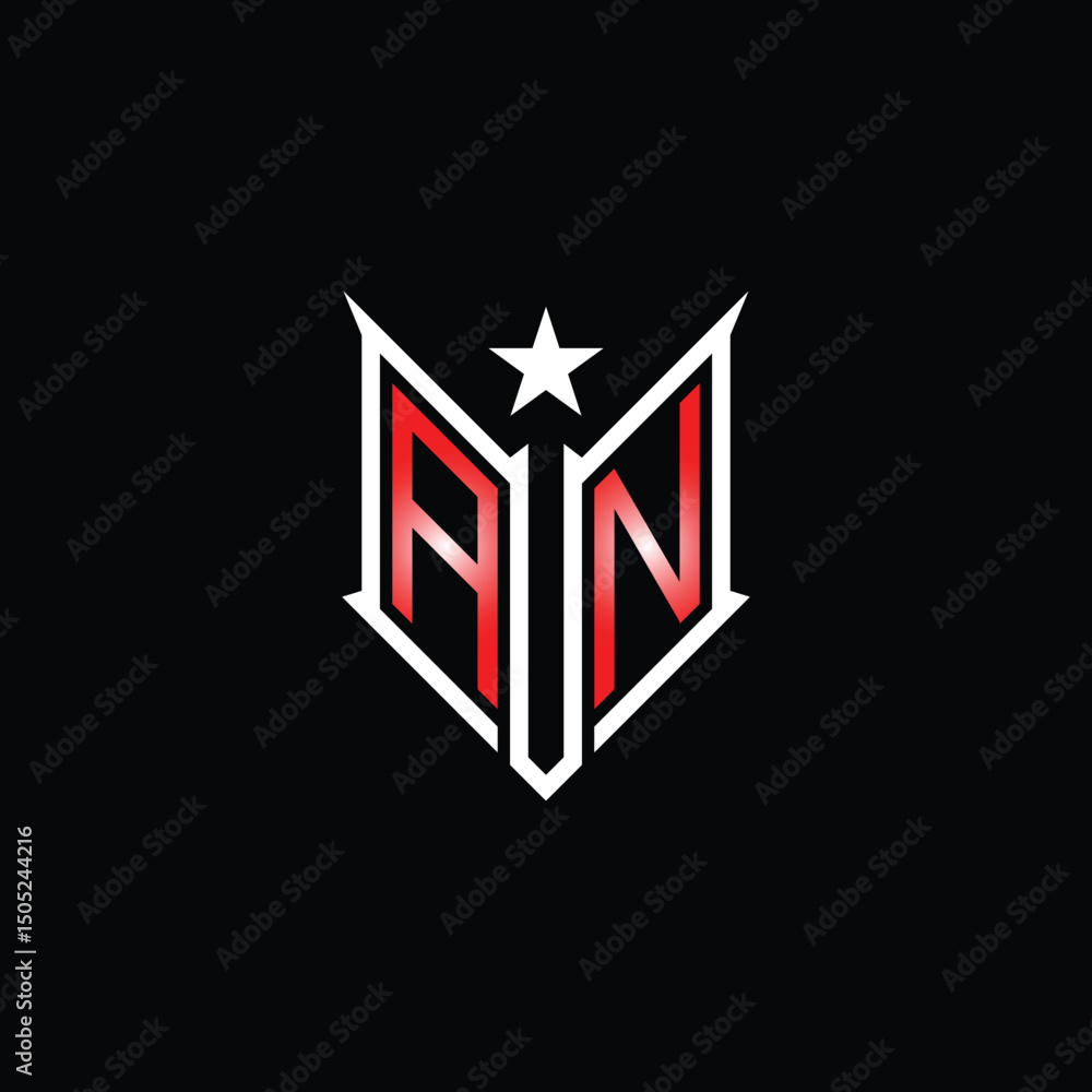 Fototapeta premium Modern Lettermark Logo with Star and Red Gradient on Black Background