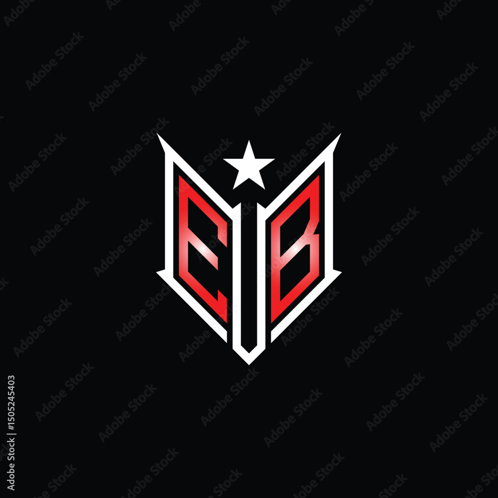 Fototapeta premium Modern Lettermark Logo with Star and Red Gradient on Black Background