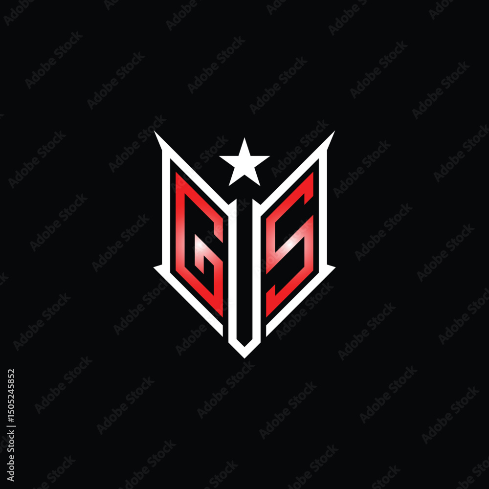 Fototapeta premium Modern Lettermark Logo with Star and Red Gradient on Black Background