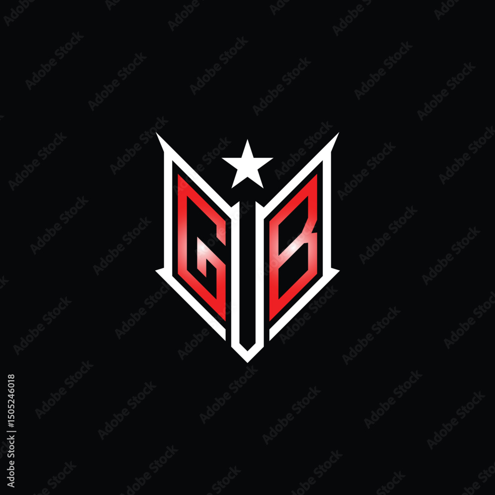 Fototapeta premium Modern Lettermark Logo with Star and Red Gradient on Black Background