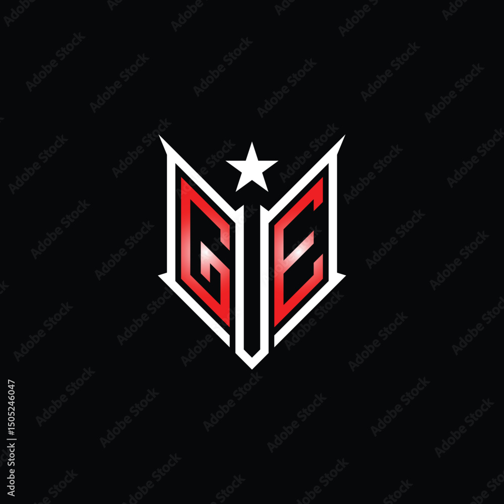 Fototapeta premium Modern Lettermark Logo with Star and Red Gradient on Black Background