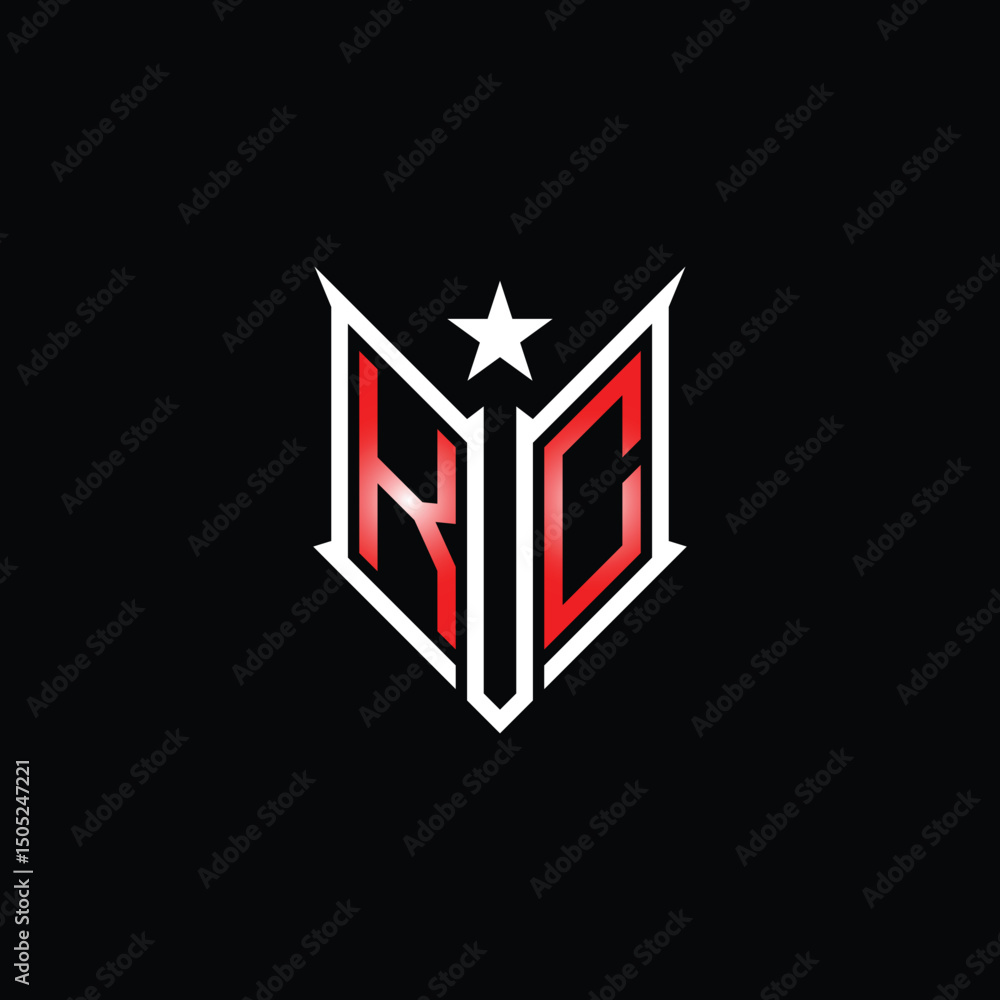 Modern Lettermark Logo with Star and Red Gradient on Black Background Modern Lettermark Logo with Star and Red Gradient on Black Background