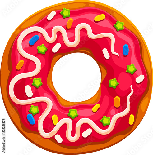 Fast food donut meal cartoon English ABC font letter O. Fast food cafe dessert cartoon ABC font O letter. Takeaway meal vector English font typeface letter, alphabet symbol or typeset element