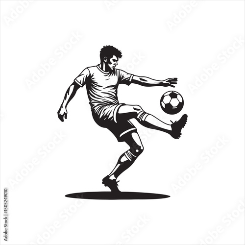 Soccer Player Performing Bicycle Kick Illustration,
Football Player Doing Overhead Kick Vector,
Striker Kicking Soccer Ball in Mid Air Drawing,
Bicycle Kick Football Action Pose Sketch,