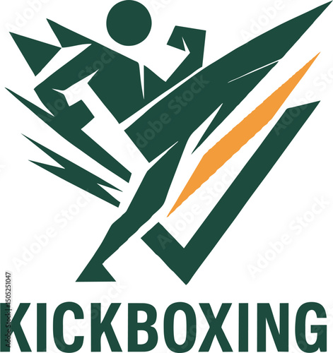 Dynamic kickboxing logo featuring stylized martial artist