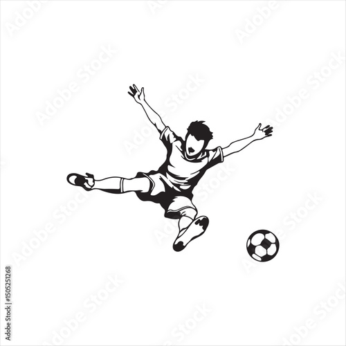 Soccer Player Performing Bicycle Kick Illustration,
Football Player Doing Overhead Kick Vector,
Striker Kicking Soccer Ball in Mid Air Drawing,
Bicycle Kick Football Action Pose Sketch,