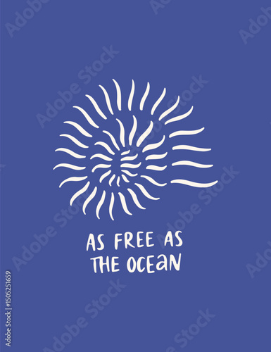 Hand drawn aesthetic coastal poster