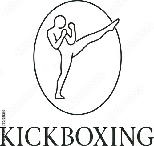 Kickboxing martial art pose in circle