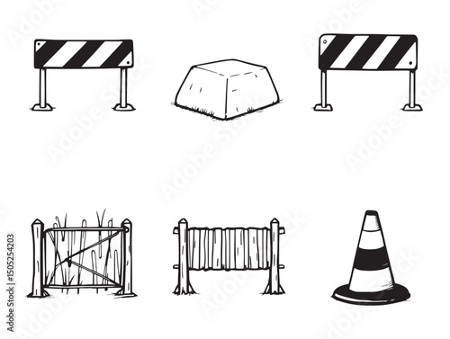 road barrier line art vector design for safety concept