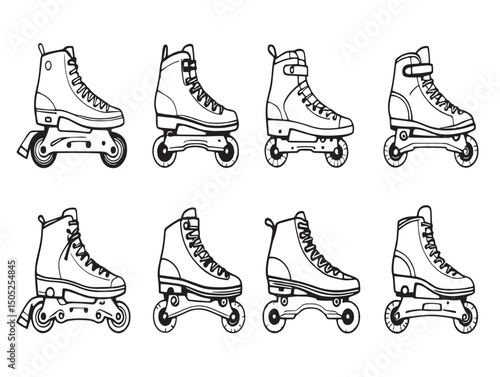 Rollerblades line art detailed vector illustration for design