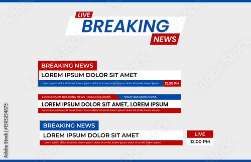 Illustration vector graphic of breaking news and third layer. Suitable for broadcast, live streaming etc.