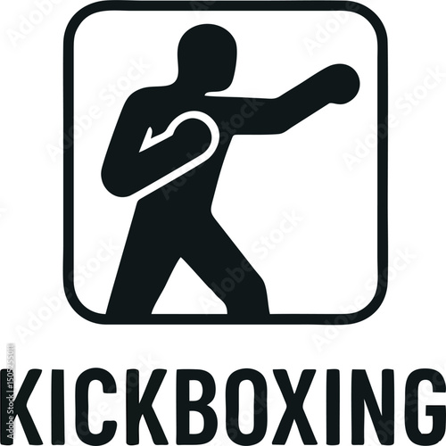 Square boxing silhouette declares kickboxing