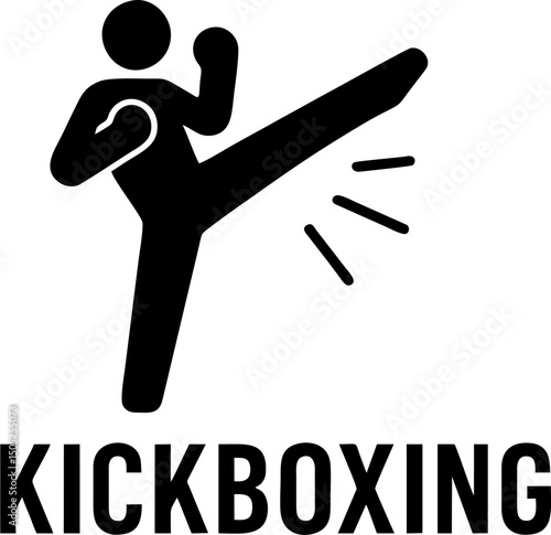 Stick figure practicing kickboxing strike visual