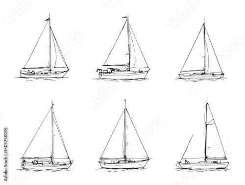 sailboat line art vector drawing for creative design projects