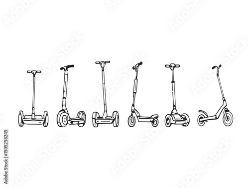 segway line art outline vehicle illustration for stock