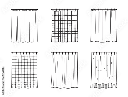 shower curtain line art bathroom design outline element
