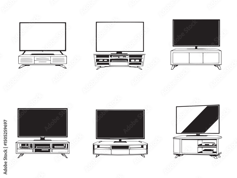 simple clean tv stand line art for stock vector simple clean tv stand line art for stock vector