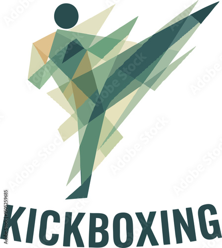 Stylized kickboxer silhouette in geometric design