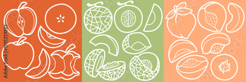 Cute fruit cartoon style doodle  line art , vector illustration.