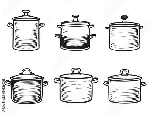 simple elegant stockpot line art style for food related vectors