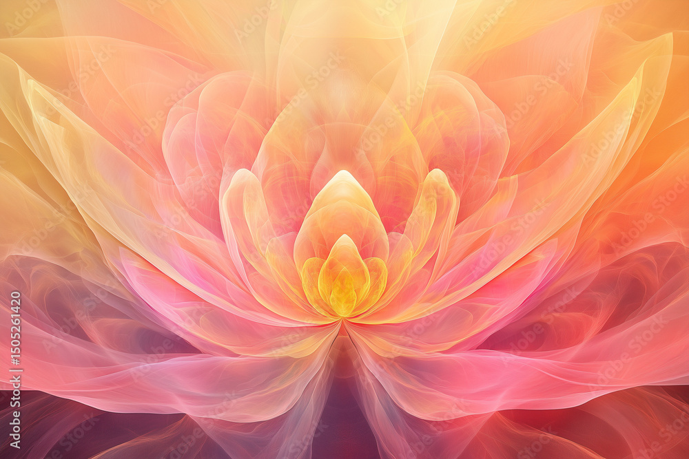 Abstract Glowing Lotus Flower in Warm Pastel Colors Abstract Glowing Lotus Flower in Warm Pastel Colors