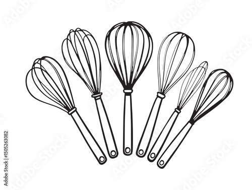 simple whisk line art drawing for kitchen utensils