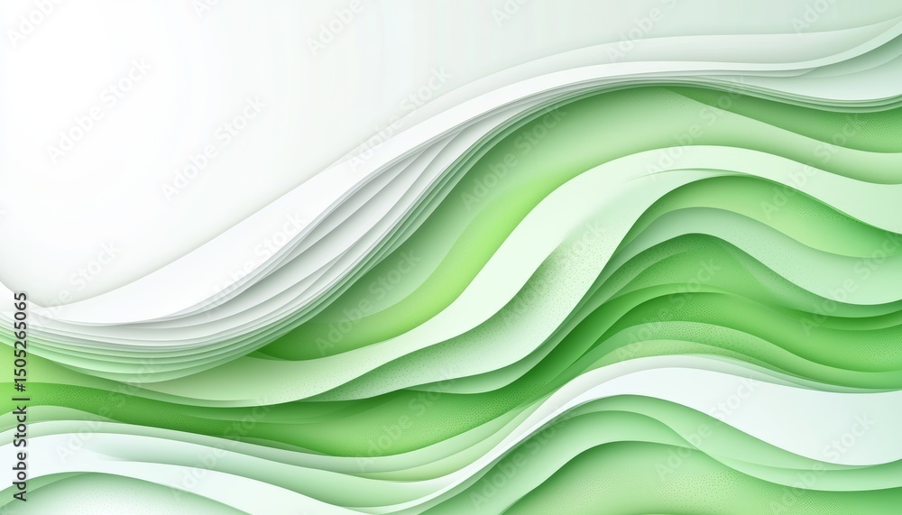 Abstract Green Background, Nature-Inspired Layered Design, Smooth Curves, Modern Paper Art Style Abstract Green Background, Nature-Inspired Layered Design, Smooth Curves, Modern Paper Art Style