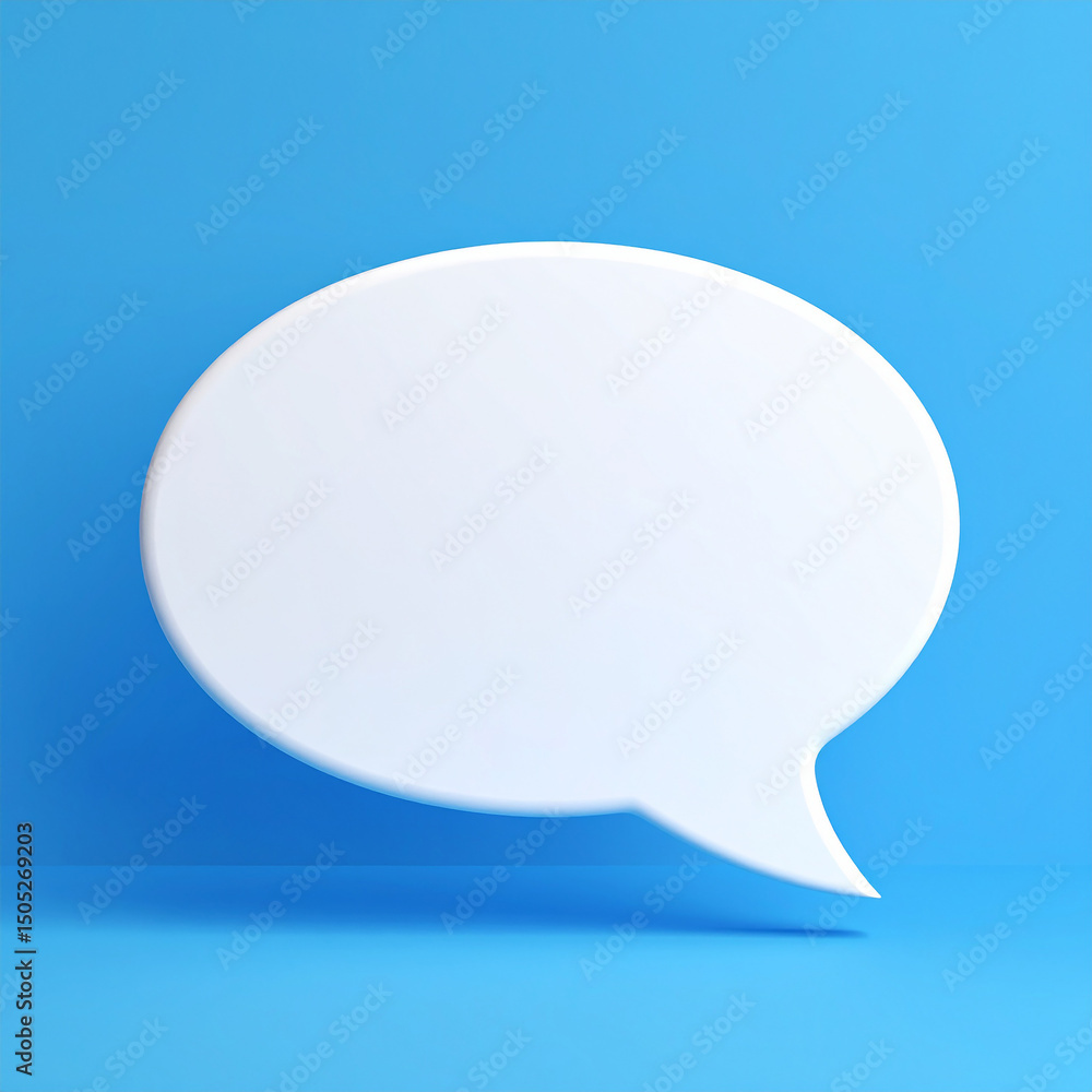 White speech cloud, bubble. 3D notification message pop-up on vivid blue background. Mock-up. White speech cloud, bubble. 3D notification message pop-up on vivid blue background. Mock-up.