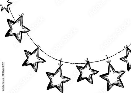 Creative star garland decoration home setting graphic design festive environment close-up view holiday spirit inspiration
