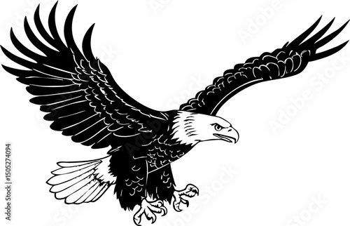 Eagle soars above majestic landscape nature photography wild environment aerial perspective freedom