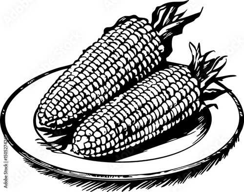 Harvesting fresh corn farm setting illustrative art rustic environment close-up view seasonal bounty